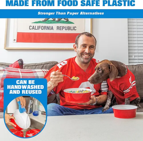Vista 5 de GoBig Red Party Cup Bowls - Large Disposable Plastic Bowls - 22 oz or 60 oz