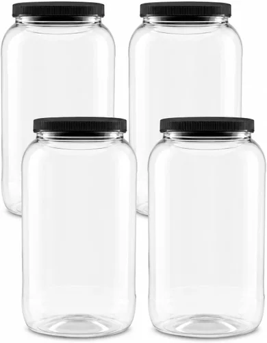 Vista 23 de Tarro de plástico de 64 oz (1/2 galón), tapa blanca, paquete de 1