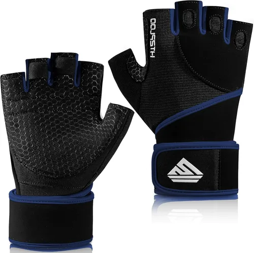 Vista 8 de Guantes de Entrenamiento Guantes de Gimnasio Guantes de Levantamiento de Pesas para Hombres y Mujeres con Almohadilla Completa en la Palma, Soporte