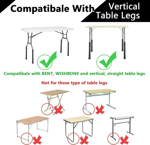 Vista 2 de Paquete de 4 extensores plegables de patas de mesa, elevadores de acero altamente duraderos, extensiones de patas de mesa para patas rectas