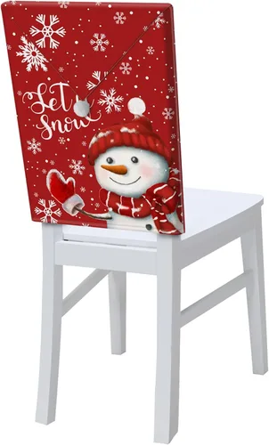 Vista 8 de Fundas para respaldo de silla de comedor, bolas de Navidad con diseño de copo de nieve en color rojo de invierno, fundas para sillas de cocina Árbol