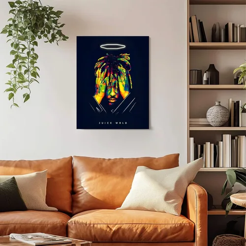 Vista 3 de Juice Wrld - Arte de Lienzo para Pared, Impresión de Póster de Portada de Álbum de Música, Póster de Rapero Cantante Arte Enmarcado, Arte de Lienzo