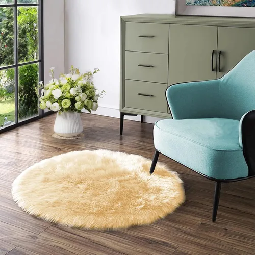 Vista 48 de Latepis - Alfombra rectangular de piel sintética tipo lana de oveja suave y esponjosa de estilo bohemio para sala de estar, dormitorio y residencias