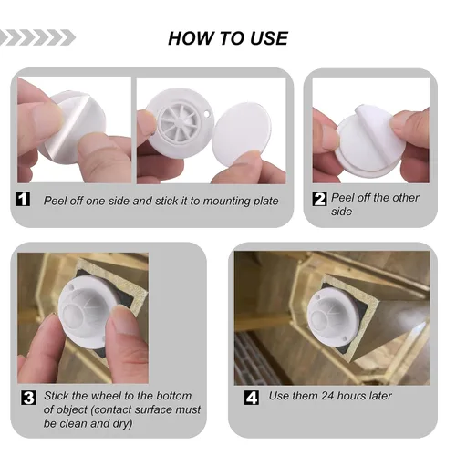Vista 6 de PlusRoc - Paquete de 4 ruedas autoadhesivas para rodillos de electrodomésticos de cocina
