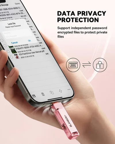 Vista 4 de Memoria USB para Fotos de iPhone de 256GB con Certificación MFi, Unidad Flash USB para Respaldo de Fotos/Videos, Memoria USB de Alta Velocidad Rosa