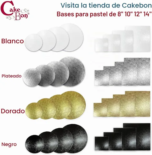 Vista 9 de Cakebon Tablas redondas para tartas – Tambores resistentes de 1/2 pulgada de grosor – Base profesional de 8 pulgadas para bordes totalmente