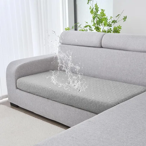 Vista 45 de Genina Fundas de cojín para sofá impermeables, fundas elásticas para sofá seccional, funda de cojín lavable, antideslizante, con parte inferior