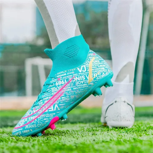 Vista 5 de KAEAEILSS Botas de fútbol para hombre, zapatos de fútbol, zapatos de punta, zapatos cómodos para adultos, atléticas, al aire libre