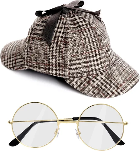 Vista 3 de HOVEOX Conjunto de accesorios de disfraz de detective: sombrero, disfraz de disfraz, accesorio para Halloween