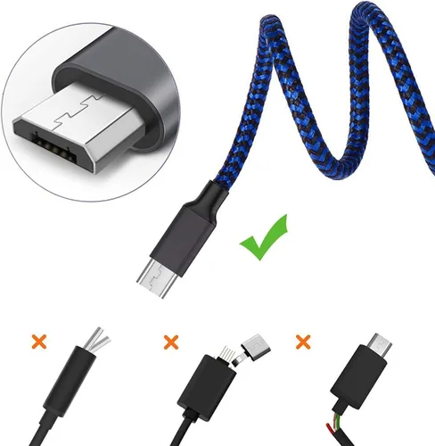 Vista 8 de Cable micro USB, paquete de 3 cables de carga Android de 10 pies, cable largo de nailon trenzado de sincronización y carga rápida compatible