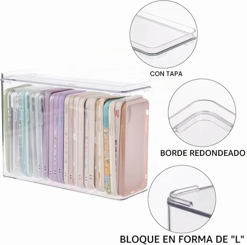 Vista 3 de FABROK Caja organizadora de plástico para teléfono celular con tapa