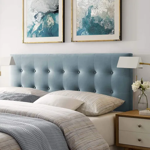 Vista 9 de Modway Emily - Cabecera de terciopelo con diseño capitoné de tamaño individual, color gris