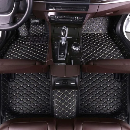 Vista 20 de Nuevas alfombrillas de coche personalizadas para Sedán, SUV, camioneta, alfombrillas de cuero para todo tipo de clima, Negro Alfombras para Carro
