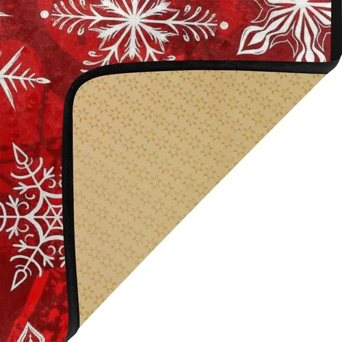 Vista 5 de Alfombra de Navidad para cocina, patrón rojo con copos de nieve, flores, tapete de baño, alfombras antideslizantes para baño, cocina, interiores, 39
