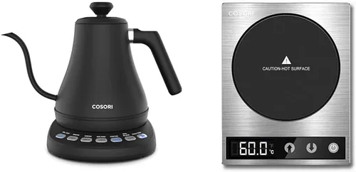 Vista 8 de COSORI Hervidor eléctrico de cuello de cisne inteligente Bluetooth con control de temperatura variable, negro y cafetera para verter sobre con acero