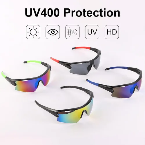 Vista 4 de Paquete de 4 lentes de sol de béisbol juveniles para hombres y mujeres, ligeros con protección UV, gafas de sol deportivas para ciclismo, correr