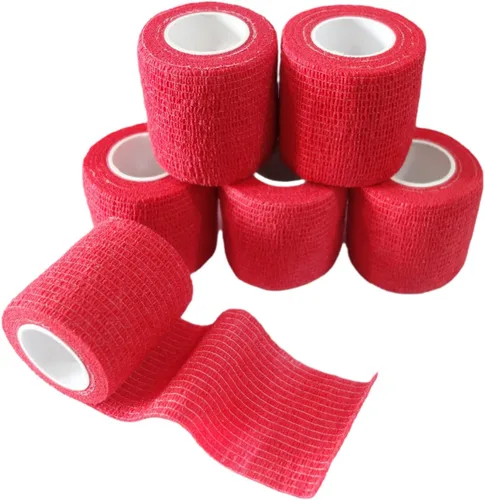 Vista 9 de Paquete de 6 vendajes autoadhesivos de 1 pulgada x 5 yardas, transpirable, cohesivo para mascotas, cinta elástica autoadhesiva para deportes, Negro