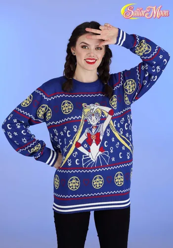 Vista 2 de FUN.COM Sailor Moon Fair Isle - Suéter feo de Navidad para adultos