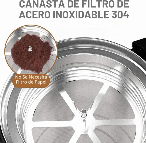 Vista 3 de Valgus Urna de café comercial de 32 tazas de 6 L, cafetera grande de acero inoxidable con percolador, dispensador eléctrico de agua caliente
