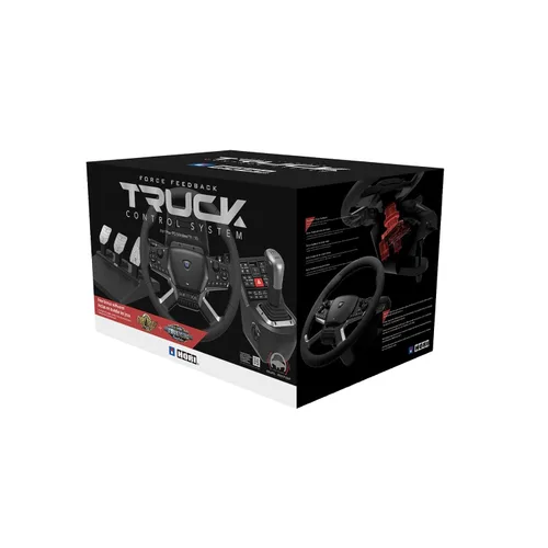 Vista 8 de HORI Truck Control System for Windows 11/10 with Force Feedback Steering Wheel, Shifter Control Panel, & Pedals