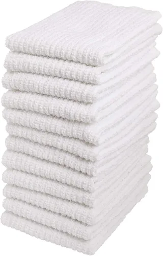 Vista 8 de Living Fashions Juego de 6 toallas de limpieza para cocina, baño, 16 x 19 pulgadas, primera calidad, 100% algodón, color blanco brillante, lavable a