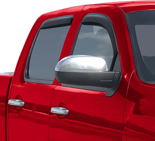 Vista 2 de Voron Glass 220002v - Protectores de lluvia extra duraderos en el canal para camionetas GMC Sierra 2007-2013 de cabina tripulación, deflectores