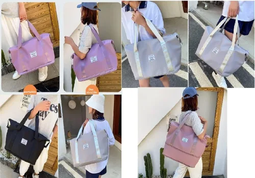 Vista 6 de Bolsa de lona de viaje, Bolsa de gimnasio deportiva, Bolsa de hombro para fin de semana, Púrpura, Matata Bolsa de viaje de viaje, bolsa de gimnasio