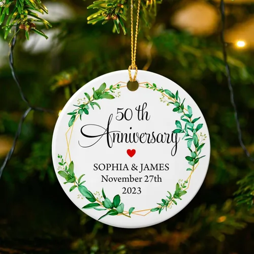 Vista 5 de Adorno de 50 aniversario de boda, adornos personalizados de feliz aniversario, regalo para mamá, papá, abuelos, 50 años como Mr & Mrs 2026, adorno