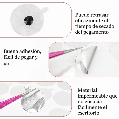 Vista 5 de 900 almohadillas adhesivas para extensiones de pestañas, almohadilla adhesiva desechable e impermeable y 1 extensión de pestañas de piedra de jade