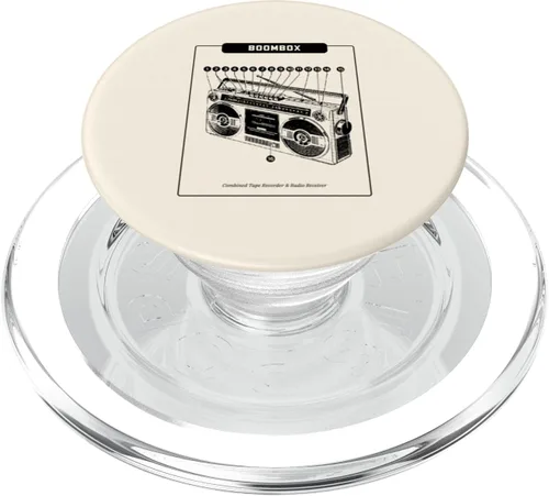 Vista 7 de Boombox (Retro Cassette Tape Recorder Graphic) PopSockets Adhesive PopGrip