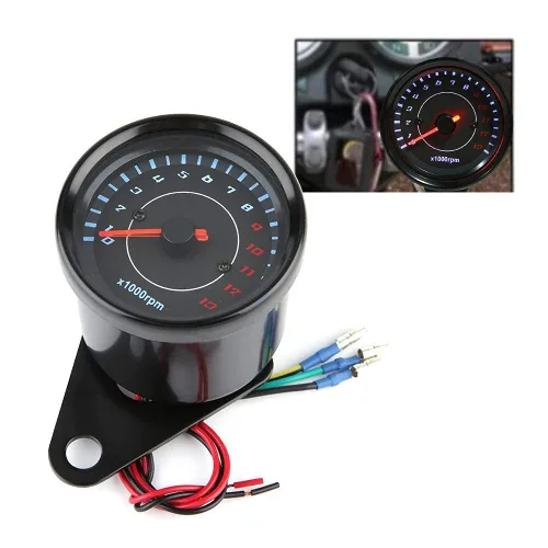 Vista 9 de Tacómetro electrónico universal con retroiluminación LED de 12 V, medidor de motocicleta de CC, construcción de aluminio, requiere instalación
