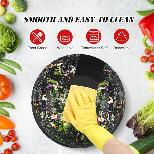 Vista 5 de GEHE - Juego de ensaladera de fibra de bambú con utensilios para servir - Grande de 9.8 pulgadas, recipientes para mezclar de bambú sólido