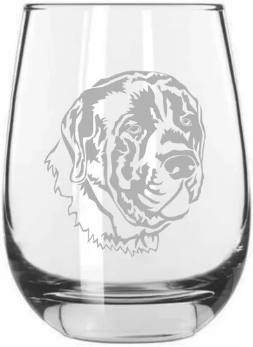Vista 130 de Shar Pei (chino) - Vaso de vino sin tallo grabado para perro, 15.25 onzas