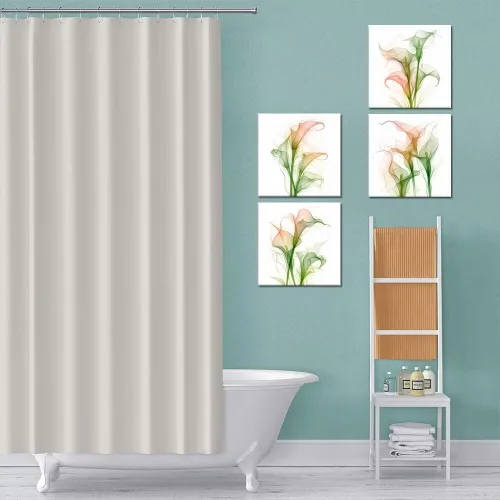 Vista 54 de Wall HDQ Arte de pared de flores para baño, dormitorio, sala de estar, decoración de pared azul y naranja, pintura floral, lienzo impreso, imagen