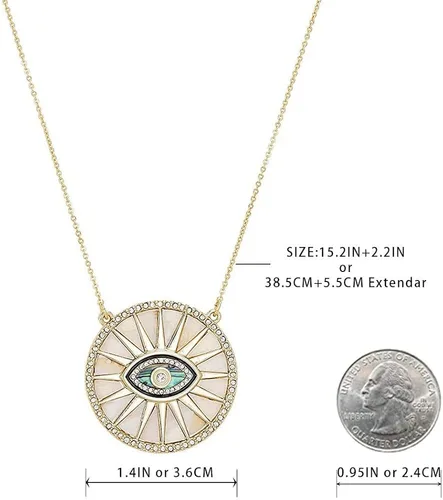 Vista 5 de Rachel Roy - Collar con dije de protección de disco arcoíris chapado en oro para mujer, regalo de buena suerte, joyería de moda., Chapado en oro