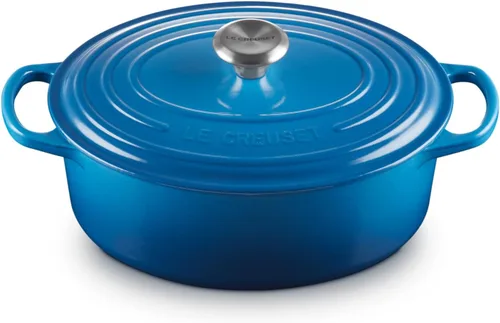 Vista 35 de Le Creuset - Olla holandés redonda con tapa de cocina, hecha de hierro fundido esmaltado, 6.75 cuartos de galón, color alcachofa, colección signature