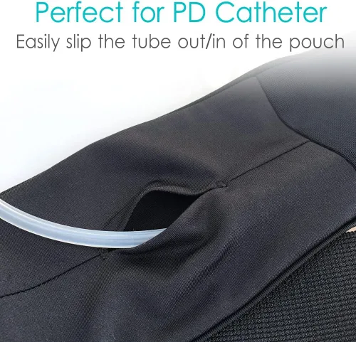 Vista 4 de Cinturón de soporte de catéter PD transpirable, cinturón de diálisis peritoneal con ranura elástica de malla para tubo de alimentación, accesorios
