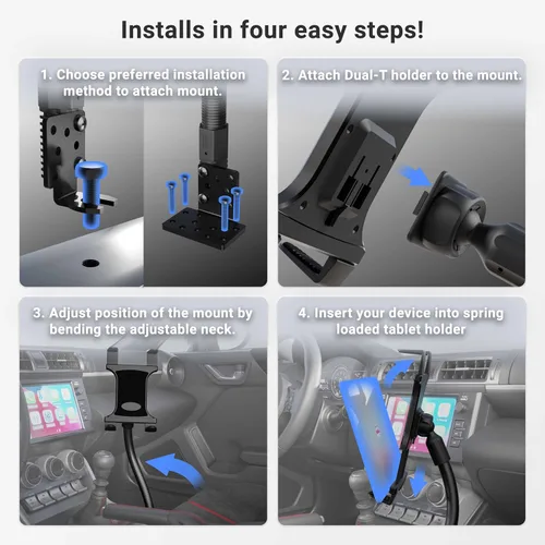 Vista 9 de ARKON Carril de asiento de coche o camión o soporte de tableta de piso con brazo de 22 pulgadas para iPad Pro iPad Air 2 iPad Retail Negro