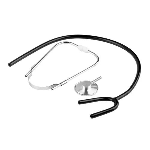 Vista 2 de Estetoscopio para niños, disfraz de médico de Halloween, juguete de cosplay para niños, color negro Hecho de aleación de aluminio duradera, este