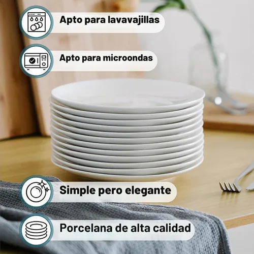 Vista 4 de BTaT- Platos de postre blancos, 8 pulgadas, juego de 12, platos pequeños para aperitivos, regalos de Navidad