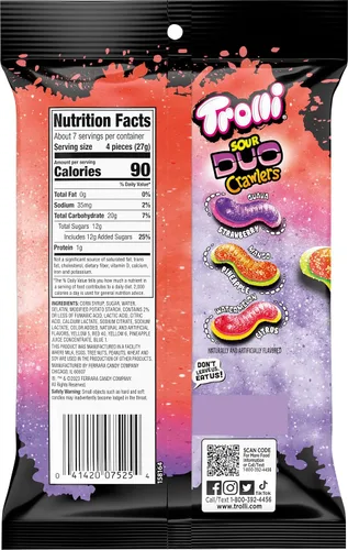 Vista 2 de Trolli Sour Brite Duo Crawlers Candy, bolsa de 6.3 onzas