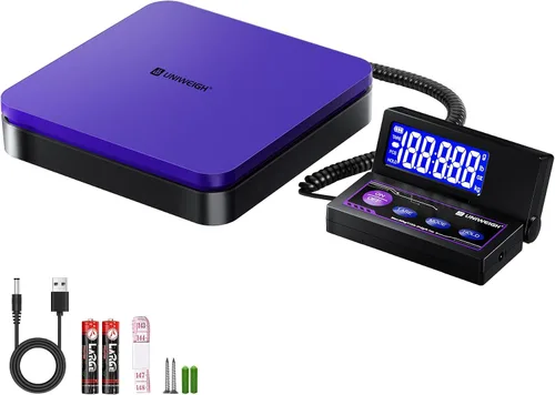 Vista 10 de UNIWEIGH Báscula digital inalámbrica de envío postal 110lbs/0.1oz precisa, LCD plegable, báscula de paquetes con acero inoxidable/5 unidades/función