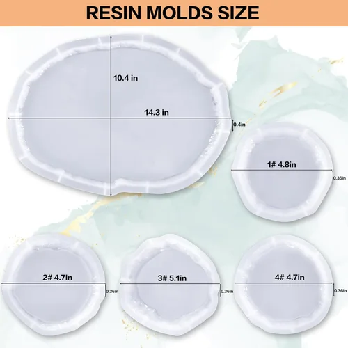 Vista 2 de Moldes ovalados de resina, moldes de bandeja de silicona grandes con 4 moldes de silicona para fundición de resina epoxi, manualidades de resina