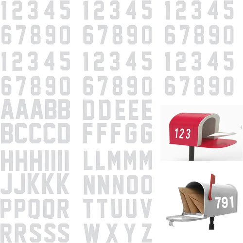 Vista 6 de 120 calcomanías reflectantes de números y letras para buzón, calcomanías autoadhesivas de 2 pulgadas con letras mayúsculas, calcomanías digitales