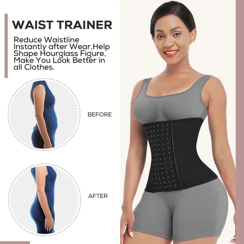 Vista 3 de FeelinGirl Workout Waist Trainer for Women Latex Corset Cincher Vest Girdle Hourglass Body Shaper with Steel Bones