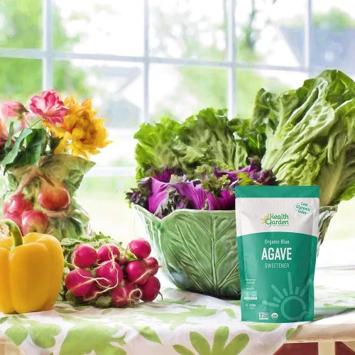 Vista 3 de Health Garden Cristales edulcorantes de agave azul, orgánicos, sin OMG, bajo índice glucémico, kosher, aptos para dieta keto (12 onzas)