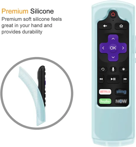 Vista 5 de CaseBot - Funda de silicona para control remoto Roku Voice RCA1R/RCAL7R, Express HD/4K+ Ultra LT Enhanced Voice, Express 3930, Premiere+ 3921