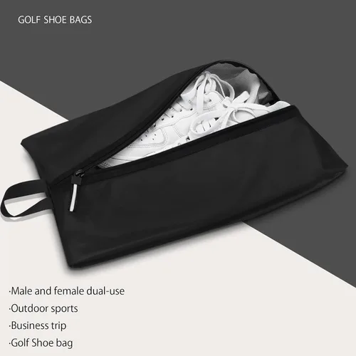 Vista 9 de Bolsa de zapatos para viajes, bolsa de zapatos resistente al agua para gimnasio, bolsa de tacos de fútbol resistente al olor para deporte, Negro