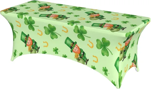 Vista 33 de Mantel rectangular ajustable de elastano elástico con estrellas patrióticas americanas de 4 pies, protector de mesa para fiestas, eventos