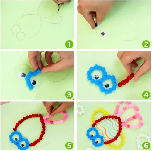 Vista 5 de IOOLEEM Pompones multicolores, 1000 bolas de pompón mullido de 0.39 pulgadas, pequeños pompones para proyectos de manualidades, festivales y Arco
